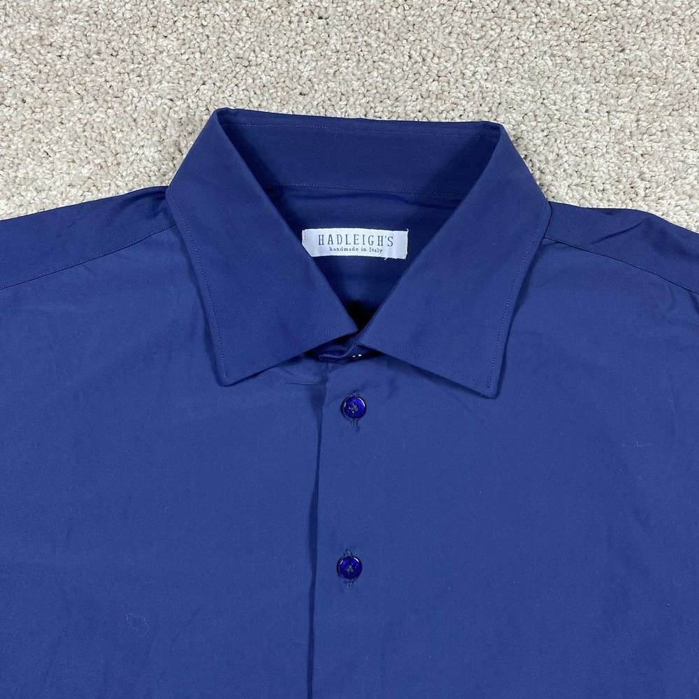 Hadleigh's Handmade in Italy Mens Royal Blue Short Sleeve Button Down Shirt 2XL